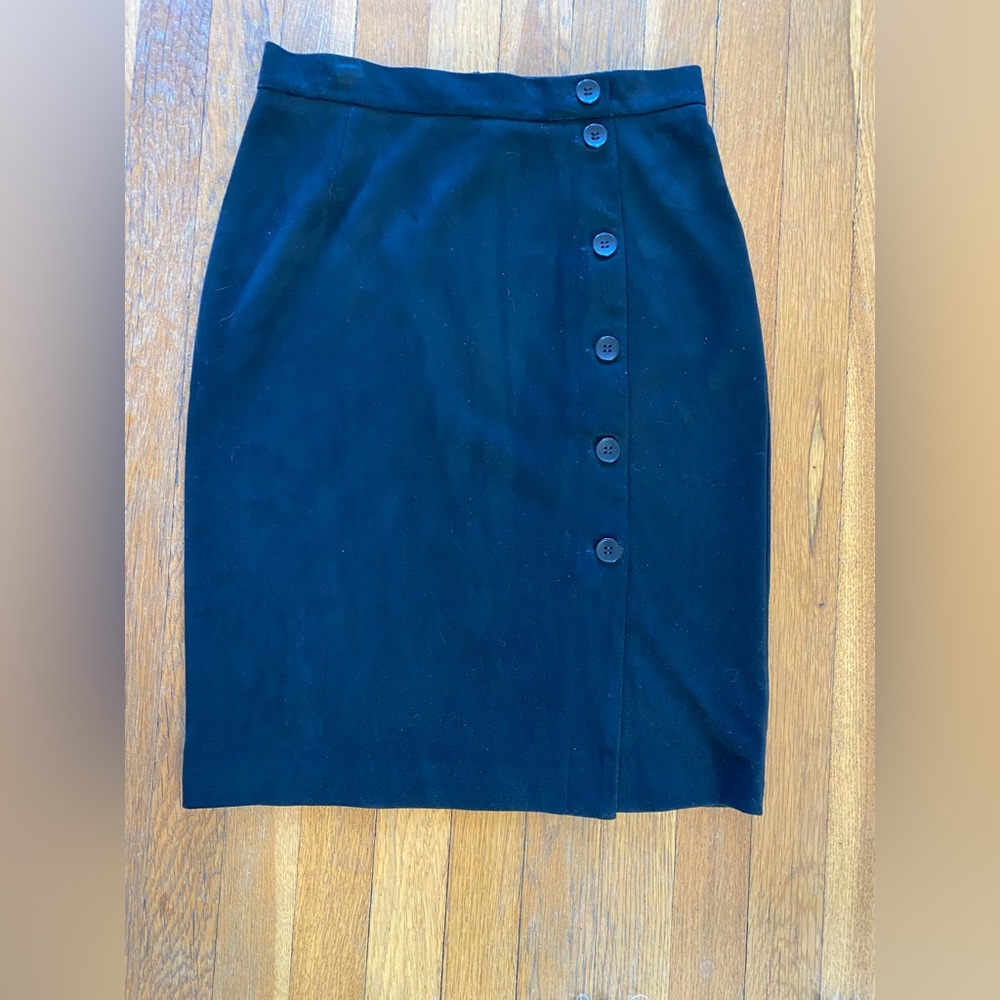 H&M Black Suede Skirt with Decorative Buttons